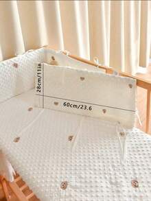 1pc Baby Crib Integrated Soft Bumper Pad, Infant Bed Rail Protector, Newborn Cartoon Embroidery Cushion Crash Pad, Children Anti-Collision Fence - Happy Bear - View 14