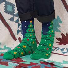 Một đôi tất cổ cao họa tiết cây thông Noel dành cho nam, tất mềm mại, thoáng khí và co giãn thoải mái cho mọi mùa - Nhiều màu - Xem 2