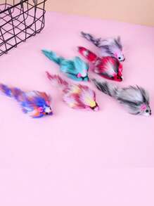 4 件宠物猫玩具 - 兔皮、2 种颜色塑料老鼠、毛绒老鼠 - 室内猫咪互动玩耍和锻炼玩具