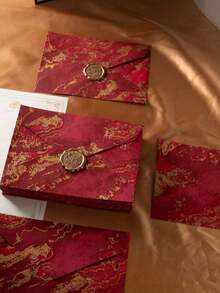 50/20/10/5个信封、办公信封、婚礼请柬、西式商务邀请函、生日贺卡、座位卡、信封卡纸、高级亚麻信封、礼品、商务用品、朋友礼品卡、男士礼品、男朋友复古浮雕中式信封、蜡封、文具纸、棉纸、1美元商品、VIP邀请函、婚礼请柬 - 彩色 - 查看 1