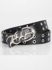 New Y2K Hollow Out PU Leather Punk Style Men's Belt - Gift Or Personal Style Accessory, Casual Retro Luxury Asymmetric Alloy Buckle Unisex Belt, Versatile Autumn/Winter Item, Suitable For Teenagers, Young Men, Casual, Outdoor, Sports, Vacation, Graduation Gift, Birthday Gift, Daily Wear - Black - View 8
