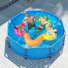 1158 Gal Outdoor Family Swimming Pool With Metal Frame Multi-Layer PVC Fabric - 藍色 - 查看 2