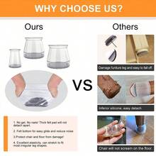 4/8/16/24 Stücke Stuhlbein Bodenschoner, Möbelgleiter für Hartholzböden, Möbelgleiter für Stuhlbeine, Silikon Stuhlbein Kappen, schützt Böden vor Kratzer und reduziert Geräusche, weiche Filzgleiter für sanften Bodenkontakt