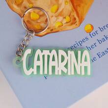 Chaveiro de acrílico personalizado com nome Blod, crachá de acrílico, crachá de mochila, bolsa de fraldas, chaveiros com nome personalizado, crachá de lancheira, chaveiro retrô com nome para o Dia de Ação de Graças, presentes de Natal para crianças, família, namorada, mãe - prateado - Ver 25