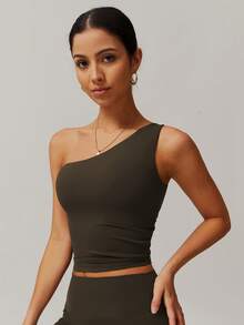 MASKERT Damen Top, Sport Top, Träger Top, Hochelastischer Sport Top, Heim- und Pendler Top, hautfreundlich und angenehm zu tragen - Olivgrün - Übersicht 7