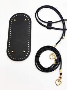 3 Piezas Kit de Fabricación de Bolsos DIY con Cadena, Base de Bolso de Cubo de PU y Correa para el Hombro, Accesorios de Bolso de Ganchillo