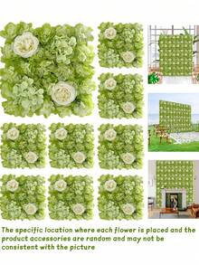 1/10Pcs Flower Wall Panel, Suitable For Flower Wall Backdrop, 9.8*9.8 Inch Pink Artificial Rose Hydrangea Artificial Flower Panel Artificial Flower Background, Suitable For Wall Decoration, Party And Wedding Decoration, Bride Gift/Baby Gift Decoration
