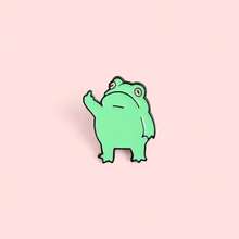 Cute Frog Gesture Carton Metal Design Badges Brooch Enamel Pins Label Bag Backpack Hat Jewelry Gift DIY