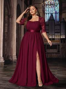 Eleganckie sukienki damskie w dużych rozmiarach, jednokolorowe, koronkowe, z krótkim rękawem