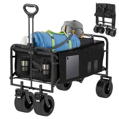 Shoze Heavy-Duty Cart Folding Festival Trolley With All-Terrain Extra Wide Wheels And Brake