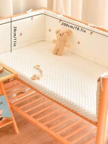 1pc Baby Crib Integrated Soft Bumper Pad, Infant Bed Rail Protector, Newborn Cartoon Embroidery Cushion Crash Pad, Children Anti-Collision Fence - Happy Bear - View 15