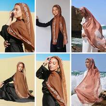 Watercolour Floral Printed Hijab Scarf Women Soft Modal Cotton Instant Hijab Wraps Shawls Long Scarves - Màu 12 - Xem 5