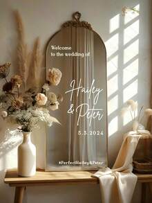 1 Stück individuell gestalteter Spiegel Aufkleber/Dekor, Hochzeits-/Geschenk für Treffen, Geburtstag/Jahrestag, DIY Geschenk, handgemacht, handgeschrieben, Hochzeits-Aufkleber