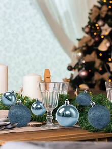 44 Stück Weihnachtskugeln, Weihnachtsbaum Dekorationen, hängende bruchsichere Plastikkugeln, geeignet für Weihnachtsbaum, Feiertage, Hochzeitsfeier, Fenster Weihnachtsdekoration, Geburtstag, Valentinstag, Ostern, Heim, Büro Wanddekoration, komplette Weihnachtsbaum Dekorationen, schaffen Sie Feiertagsatmosphäre - Weihnachtsgeschenk, Größe: 7/6/5/4/3cm (2,8/2,4/1,9/1,6/1,2 Zoll) - Blau - Übersicht 6