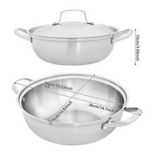Stainless Steel Pot With Lid 26cm - 304 Grade, Frying Pan, Suitable For Use With Induction Stoves, Gas Stoves, Halogen Stoves, Glass Stoves, And Ceramic Stoves, Used In Kitchens In Hotels, Restaurants, Homes, Etc, Composite Steel, Silver - 銀色 - 查看 8