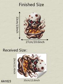 1 Piece Halloween Toilet Sticker, Spooky Skeleton Octopus And Scary Pumpkin Design, Creepy Bathroom Decor, Halloween Bathroom, Seasonal Decor, Cartoon Horror Theme, Easy To Apply, Halloween Decoration, Playful Horror