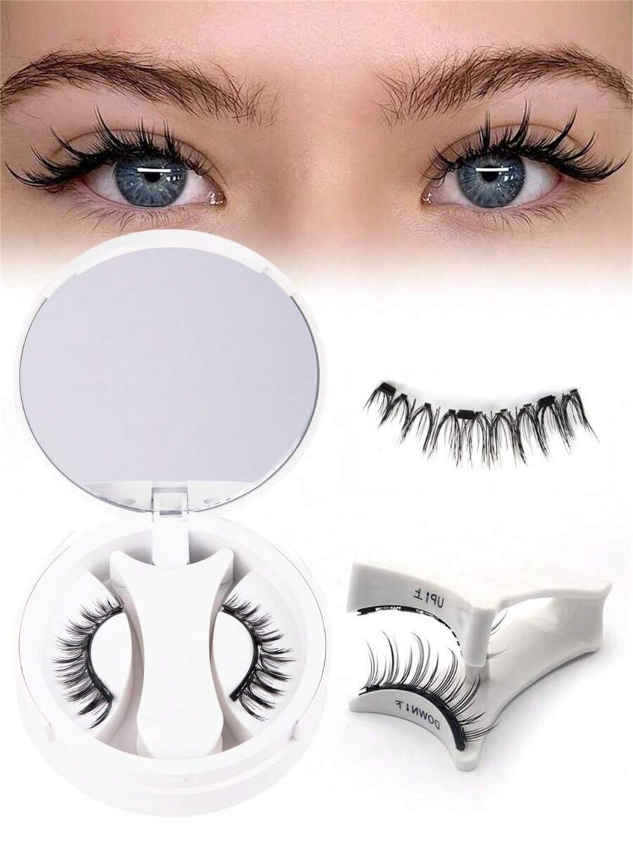 1 paire de faux cils magnétiques au look naturel, 1 paire de faux cils magnétiques réutilisables avec applicateur, kit de faux cils magnétiques sans colle nécessaire, faciles à porter et à retirer, bandes de cils, faux cils