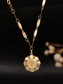 1件18K镀金不锈钢简约光滑心形可调节项链，女士百搭时尚优雅，适合日常佩戴，情人节/节日送给女友/妻子的礼物 - 金色 - 查看 9