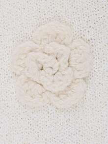 Apperloth A 优雅女士 3D 花朵针织白色长裙性感深 V 领露背修身夏季毛衣裙适合海滩度假 - 白色 - 查看 8