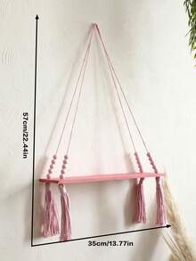 1/2 chiếc kệ treo tường trang trí bằng gỗ màu hồng tua rua đính hạt, thích hợp cho phòng ngủ, phòng khách - Kệ đựng đồ phong cách Boho dễ thương, có thể để cây nhỏ, đồ chơi và đồ trang trí, kệ treo tường đan lát - Kệ treo tường bằng gỗ phong cách Bohemian, trang trí bằng hạt gỗ, kệ treo tường kiểu nhà nông thôn, kệ treo cây kiểu đồng quê, thích hợp cho phòng ngủ, phòng khách, trang trí phòng kiểu sinh viên. - Hồng - Xem 14