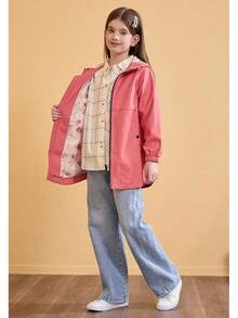 SOLOCOTE - Impermeable con capucha para niños, forro de goma, resistente al agua y viento - C- Rojo - Ver 4