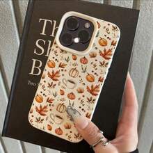 1pc TPU Material Warm Autumn Pumpkin, Maple Leaf, Coffee Cup Pattern Phone Case Compatible With IPhone/Compatible With Redmi Waterproof Shockproof Anti-Fall Scratch Resistant - White - View 3