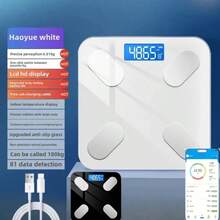 RAF Báscula electrónica de peso corporal recargable Bluetooth, batería de litio de 150mAh, báscula digital de peso corporal con pantalla LCD de vidrio templado, báscula electrónica de precisión para adultos, báscula de peso Bluetooth para salud corporal - Multicolor - Ver 2