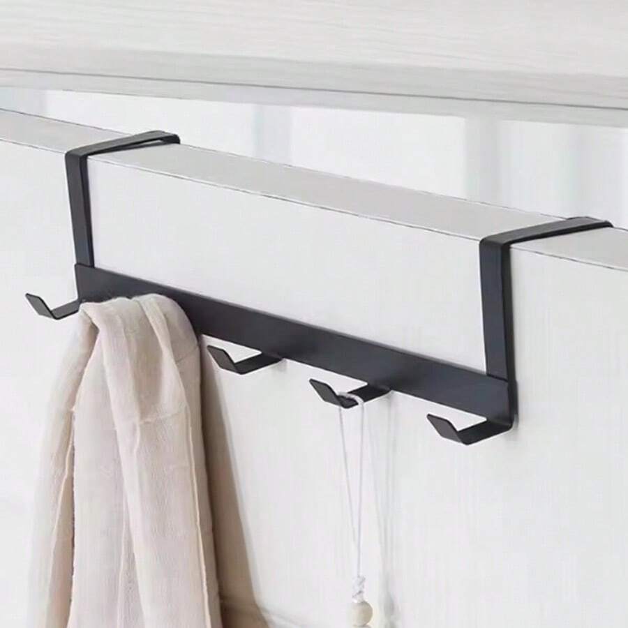 1pc Fashion 5-Hook Metal Rack - Easy To Install, Rust-Proof, Space-Saving Towel, Clothes And Accessory Storage Rack - Black Bohemian Design, Suitable For Kitchen, Bathroom And Bedroom, Bathroom Towel Rack - Black - View 1