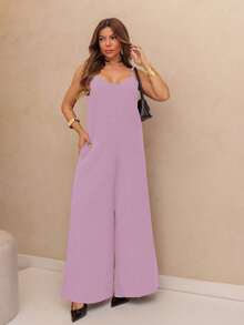 A&DD MODA, REF: Y492 Elegant Women's Jumpsuit With Suspenders, Adjustable Straps And Side Pockets, Casual And Sophisticated Modeling, Uncomplicated And Chic Look, Women's Jumpsuit Tailored For All Occasions, Modern And Comfortable Style - 淺粉色 - 查看 5