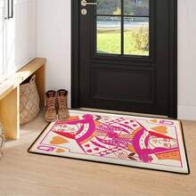 Cute Pink Queen Of Heart Bath Mats Rugs, Modern Fashion Non-Slip Low Pile Flannel Decor Rugs, Machine Washable Indoor Rug With Black Binding Rug, Suitable For Dining Room, Bedroom Home Office Laundry Kitchen(31*20in/16*48in/18*60in/84*60in) - Multicolor - View 3