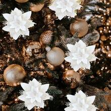 8pcs Festive Decoration White Christmas Flower; Onion Powder Wreath Accessory Christmas Tree Decoration.