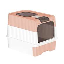 Cat Litter Box, Enclosed Toilet House, Cat Litter Scoop And Deodorizing Bag Box Included, Removable Tray, Load Capacity 15 Kg, Pink/Black/Grey - Hồng - Xem 3