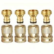 2-Piece Brass Garden Hose Quick Connect Set – 3/4" GHT Female & Male Threads | Heavy-Duty Metal Couplers For Flower Watering, Lawn Sprinklers & Patio Use  (Gold) - 金色 2pcs - 查看 3