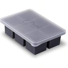 &P Cup Cubes Silicone Freezer Tray With Lid, Blue, Makes 4 1-Cup Portions, Freeze & Store Soup, Broth, Sauce, Leftovers, Dishwasher, 4-Cup - 木炭 - 查看 2