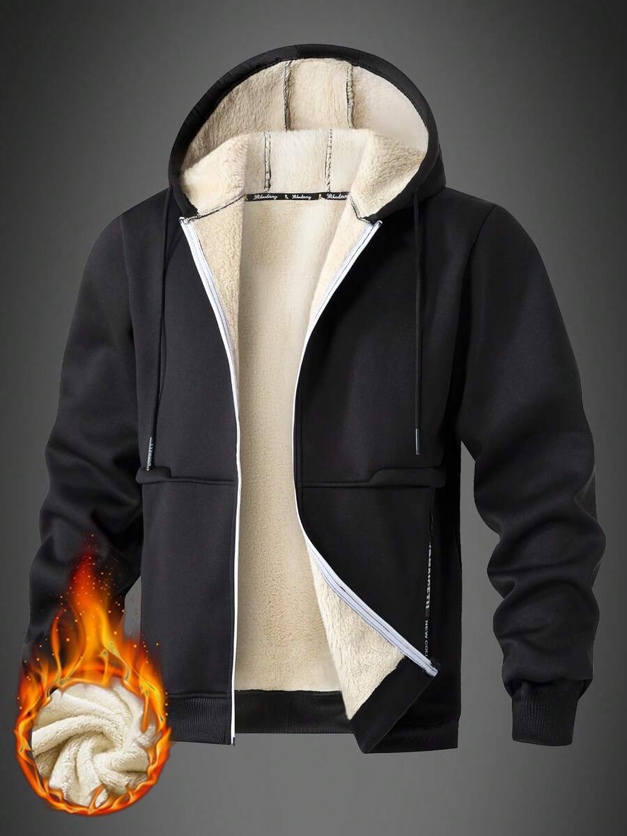Men's Thermal Lined Hooded Sweatshirt Jacket