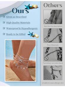 Milacolato Toe Rings And Ankle Bracelets For Women Silver Rose Gold Plated Anklet Toe Rings Cute Layered Anklets Open Tail Rings Adjustable Beach Foot Jewelry For Summer - 彩色 - 查看 6