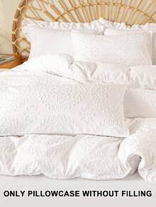 1pc/2pcs/4pcs Cozy Tufted Microfiber Pillow Cover Set (Pillow Inner Not Included), Soft & Comfortable, Suitable For All Seasons Christmas Gift - White - View 2