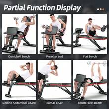 DDCAQIOUA Adjustable Fitness Bench, Workout Bench With Resistance Bands, Full Body Exercise Dumbbell Bench, Foldable Flat/Incline/Decline Bench, Suitable For Home Gym - Black - View 6