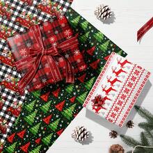 1 张节日圣诞包装纸 - 节日礼品包装纸，带有雪花、鹿和节日图案，白色、黑色、红色、绿色 - 19.7 英寸 X 27.5 英寸纸张，适用于圣诞节、生日、派对和婴儿洗礼装饰、圣诞装饰，最适合圣诞节