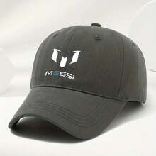MESSI Logo Baseball Cap - High-Quality, Soft, Comfortable, Breathable, Adjustable Sun Hat For Men & Women - Stylish Black With White Emblem, Perfect For Spring & Summer Outdoor Activities - 灰色 - 查看 7