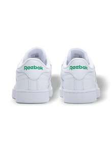 Reebok Club C 女款(GS)青少年运动鞋，吸汗透气，防晒防风保暖，轻便印花Logo，纯色百搭，弹性好，易洗速干，适合运动户外跑步上学，黑色，货号100000198 - 白/綠 - 查看 5