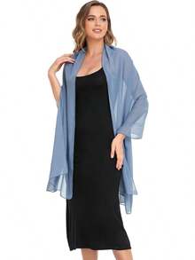 Shawls And Wraps Evening Dresses Sheer Chiffon Women Elegant Soft Silky Wraps Wedding Bridal Scarf - 酒紅色 - 查看 9