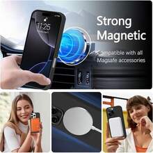 奢华闪亮荧光液态硅胶磁吸软手机壳，兼容 17 Air 16 15 14 13 12 17 Pro Max Plus - 黑色 - 查看 9