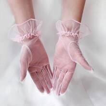 Ibeauti Fascinator Hats With Screentouch Lace Gloves Set Women Tea Party Cocktail Wedding Derby Headwear Short Gloves - 02 粉紅色 - 查看 4