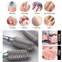 NotNoot 1 Stück Nagelbohraufsatz aus Hartmetall für Nagelfeile, 3/32 Zoll Maniküre Pediküre Nagelhautentferner Werkzeug für Acryl Gel Fingernägel Salon - Silber - Übersicht 3