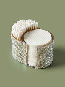 1pc Swab/Round Pad Storage Dispenser, Makeup Round Pad Storage Jar, Dental Floss Box Container 2 Compartment Bathroom Countertop Dressing Table,For Holiday Beach, Bathroom Collection, Bedroom Collection, Large Capacity - Multicolor - View 15