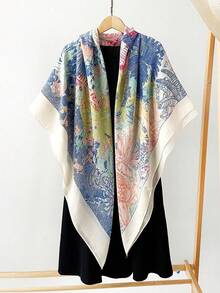 130*130厘米 女士波西米亚风亚麻混纺防风披肩围巾，适合户外活动和日常穿着 - 彩色 - 查看 10