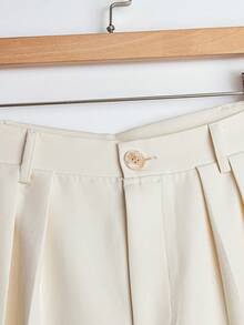 1 pieza Pantalones de mujer de unicolor tejidos con botones, de corte holgado y cómodos, pantalones diarios para todas las estaciones