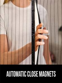 1 Puerta de malla magnética fácil de instalar - Entrada de aire fresco | Cortina de malla duradera y autosellante para todas las estaciones | Excelente para dormitorio y decoración del hogar, sin manos, divisiones.