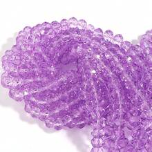 一串浅紫色玻璃珠/节日珠/奥地利水晶风格玻璃珠/圆形玻璃珠/刻面玻璃珠/玻璃隔珠，适用于耳环/手链/脚链/项链等首饰制作/圣诞树装饰/节日装饰/婚礼装饰/窗户装饰 - 紫丁香色 - 查看 3